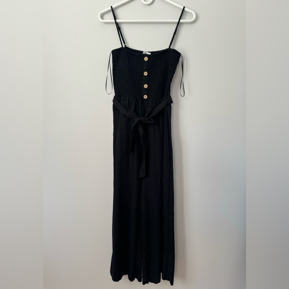 NWOT - Love Tree Linen Blend Jumpsuit - black - size medium